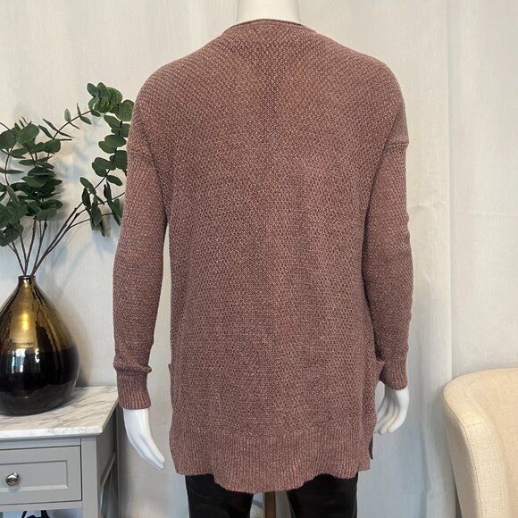 Garage Womens Knit Open Front Cardigan Size XS Pockets Long Sleeve Rose Brown - Picture 8 of 10